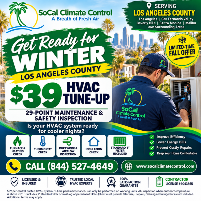 39 HVAC tune up Los Angeles County CA Socal Climate Control